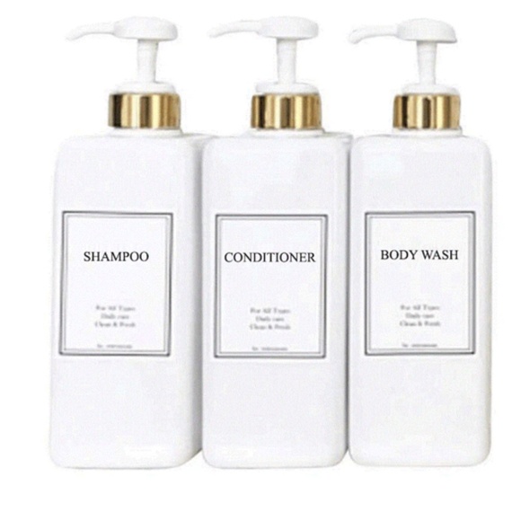 HARRA HOME Modern Gold Design Shower Dispenser Sets, 27 oz Refillable Bottles Wi - Picture 2 of 8